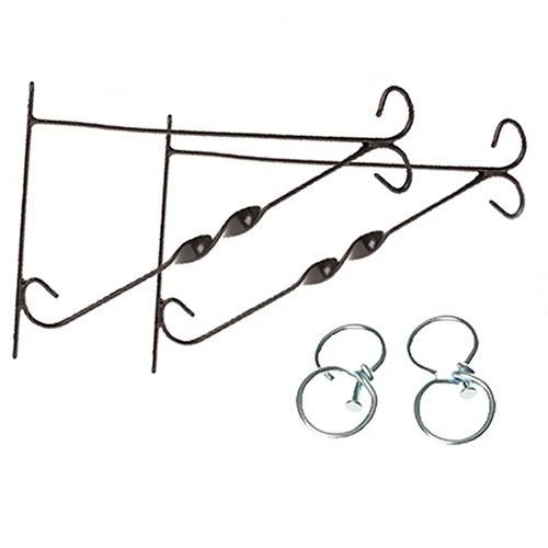 Pair Of 12" Hanging Basket Brackets With Swivel Hooks 1 Pair Of 12" Hanging Basket Brackets With Swivel Hooks