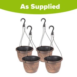 Set Of 4 'Acorn' Hanging Baskets 25cm (10in) Copper-Tone 5 Set Of 4 'Acorn' Hanging Baskets 25cm (10in) Copper-Tone -You Garden 130363 2