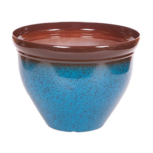Ceramic Look Planter 39.5cm (15.5in) Mottled Blue 1 Ceramic Look Planter 39.5cm (15.5in) Mottled Blue