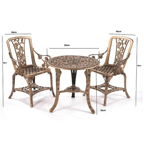 Arm Chair Patio Set For Two - Bronze 3 Arm Chair Patio Set For Two - Bronze - Image 3