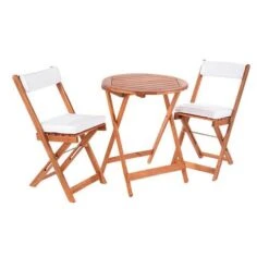 Raffles Bistro Set With Cushions - Natural 5 Raffles Bistro Set With Cushions - Natural -You Garden 160798 2
