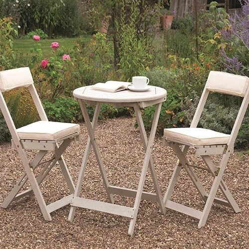 Raffles Bistro Set With Cushions - White 1 Raffles Bistro Set With Cushions - White