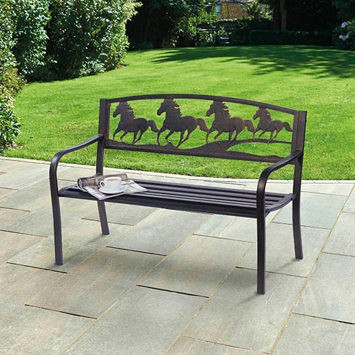 Strong Galloping Horses Garden Bench 1 Strong Galloping Horses Garden Bench