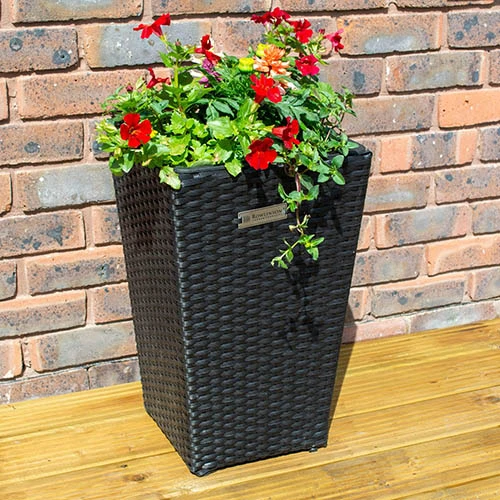 Square Rattan Planter In Black Weave-Pack Of 2 1 Square Rattan Planter In Black Weave-Pack Of 2
