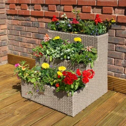 Tiered Rattan Planter In Natural 5 Tiered Rattan Planter In Natural -You Garden 161443 2