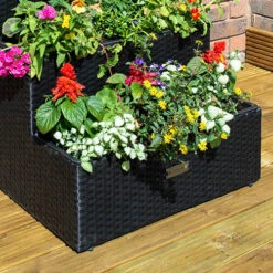 Tiered Rattan Planter In Black 5 Tiered Rattan Planter In Black -You Garden 161444 2